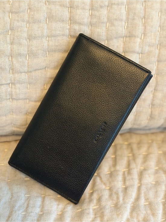Coach Handbags - Coach Bifold Black Textured Leather Wallet 7x4 with Dusty